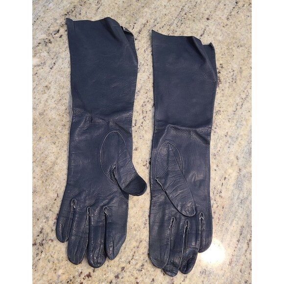 Vintage Womens Size S 6.5 Gray Soft Leather 14" Long Formal Gloves Belgium - Picture 5 of 14